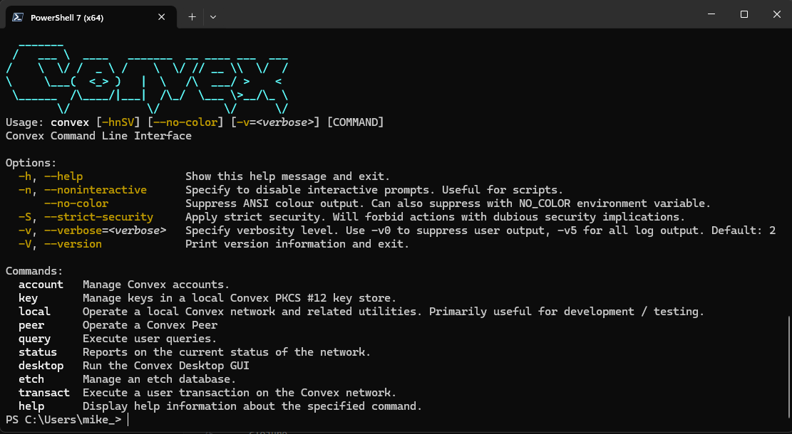 Convex CLI Screenshot